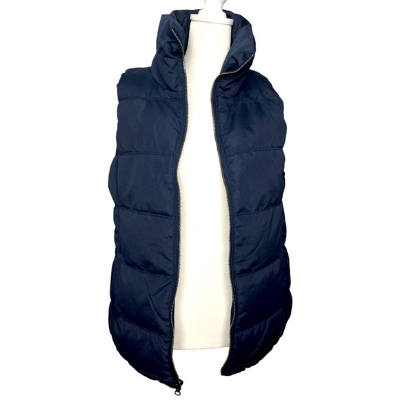 Old Navy Dark Blue Puffer Vest Full Zip fleece Lined Size-small - Picture 1 of 9